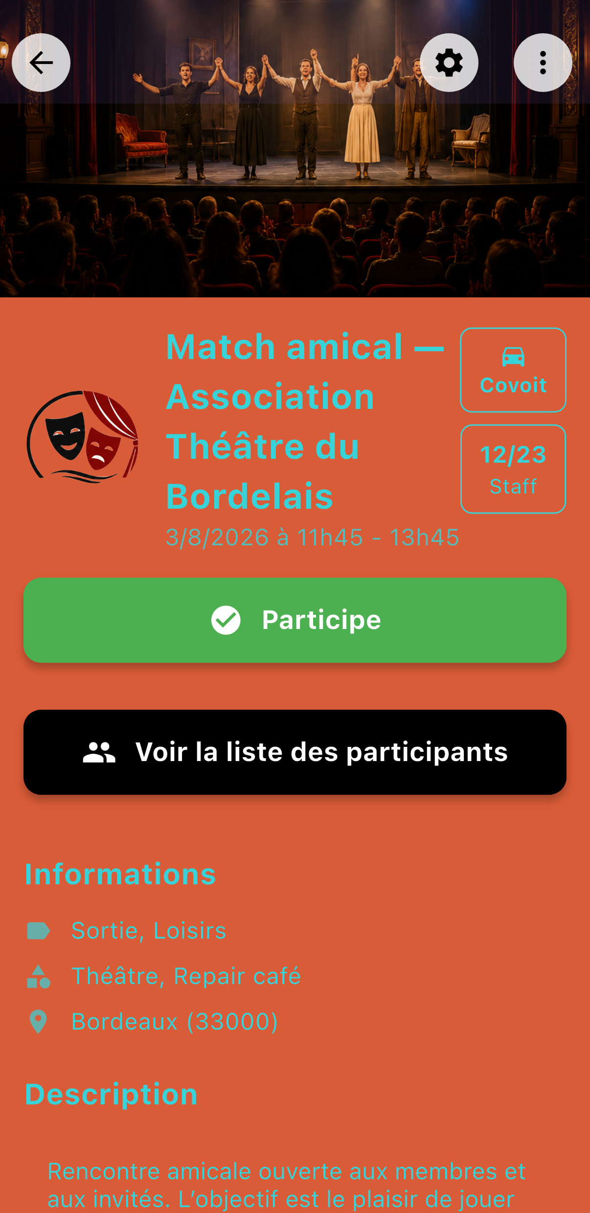 Calendrier événements